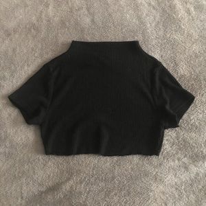Very Short Cropped Mock-Neck Shirt